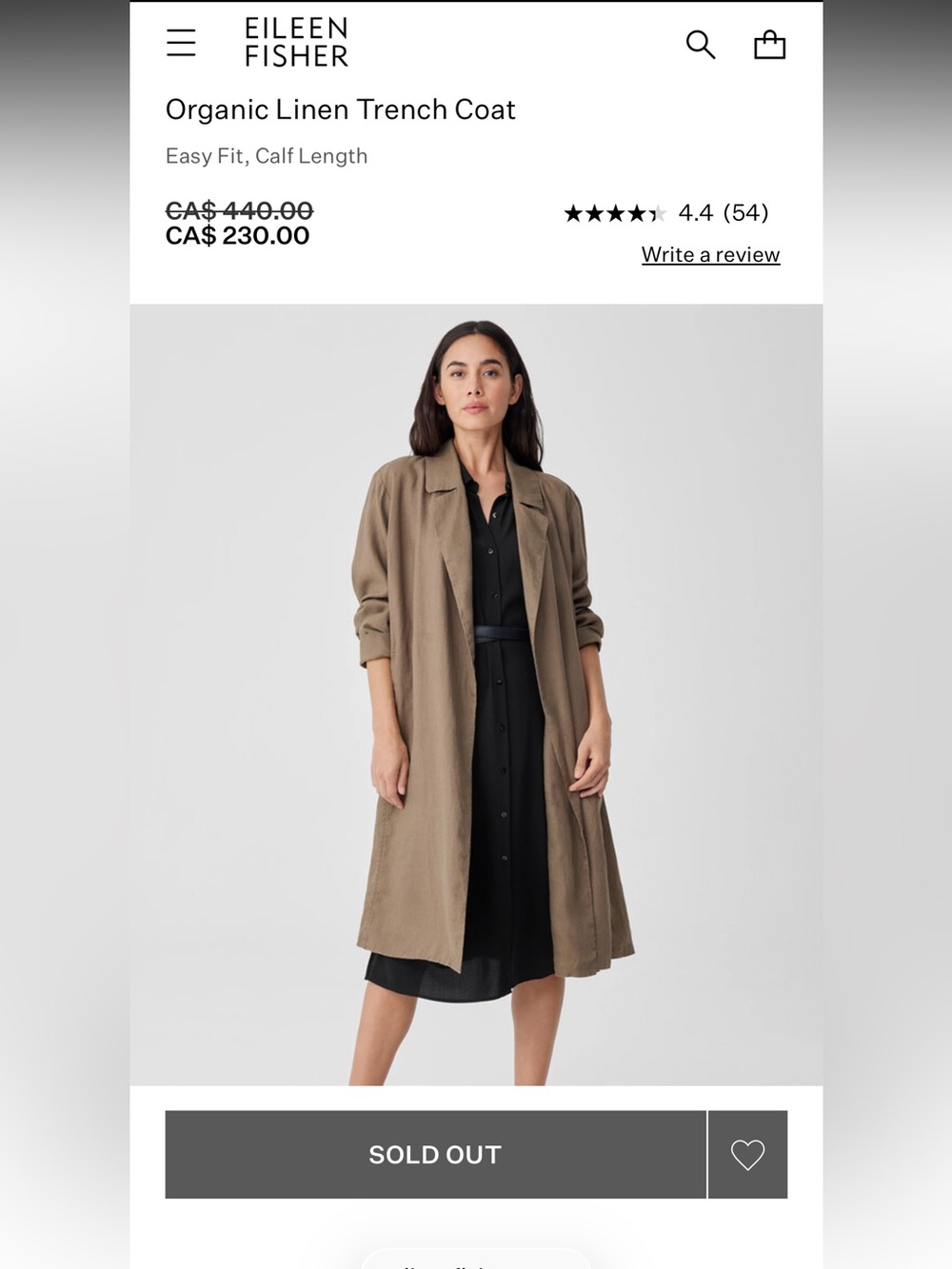 Eileen Fisher Linen Trench Coat